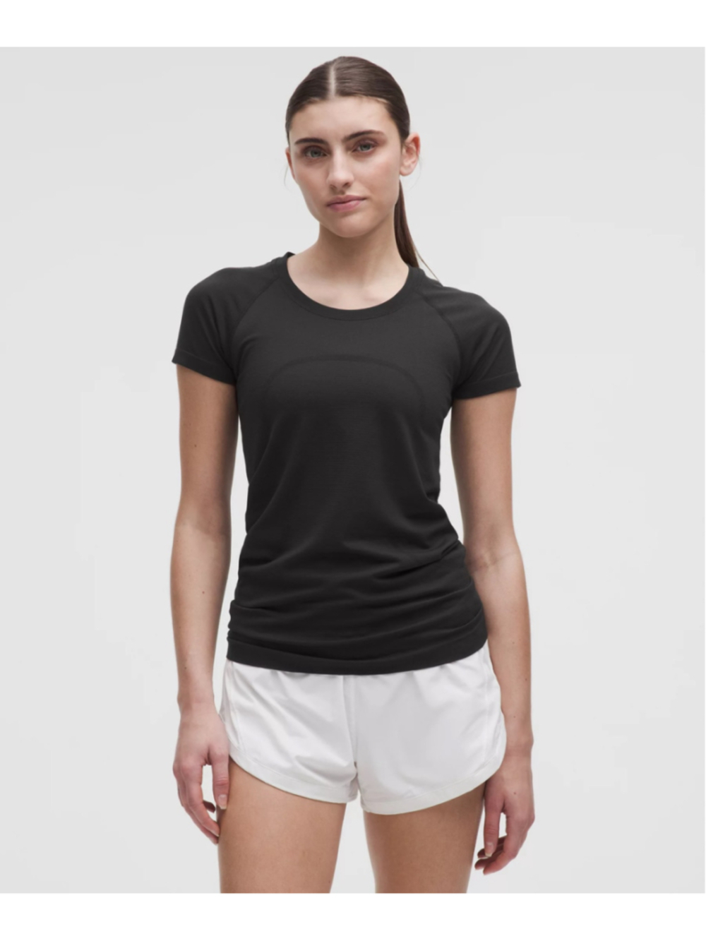 Black Lululemon Swiftly Tech Hip Length Short Sleeve Athletic Yoga Athleisure